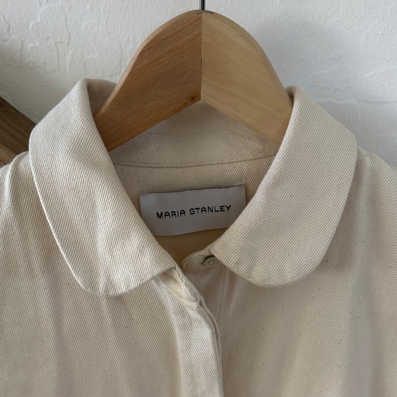 Maria Stanley Button Down Cream cropped Shirt - Picture 2 of 4